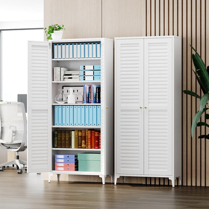74 inch metal pantry storage cabinet, white