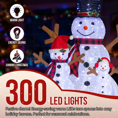 Set of 3 Pre-Lit Snowman Family Christmas Yard Decorations