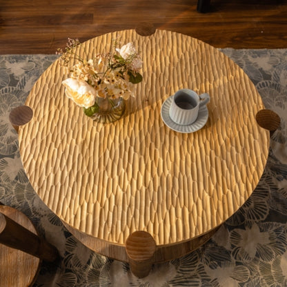2-Tier Round Coffee Table – Solid Wood Legs & MDF Top, Mid Century Modern Living Room – view 7