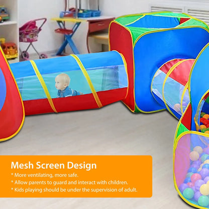 5-Piece Kids Play Tent Set – Ball Pit Playhouse with Crawl Tunnels