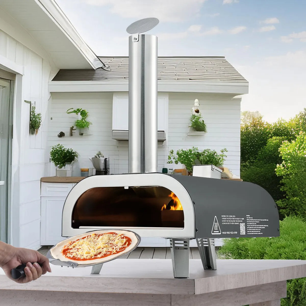 12" Wood Pellet Pizza Oven – Portable Iron Outdoor Camping Oven
