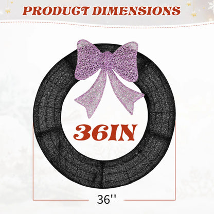 36 In Pre-Lit Outdoor Christmas Wreath with Lights