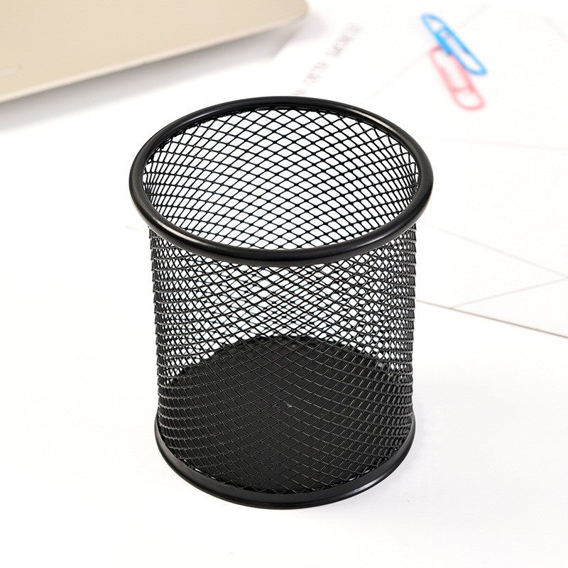 Metal desk pen holder, black