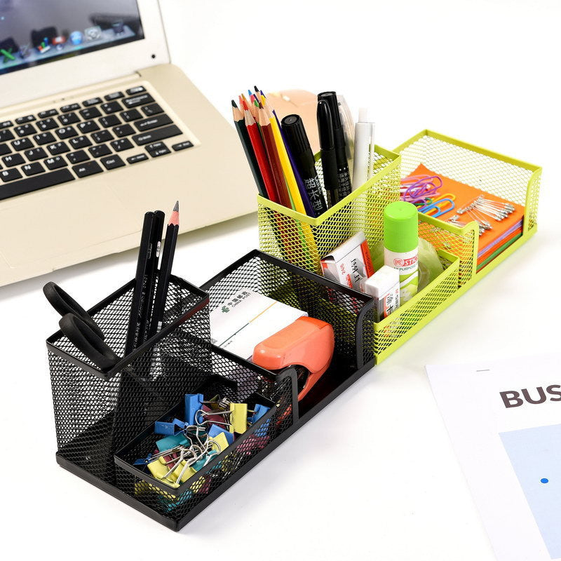 Metal desk pen holder, black