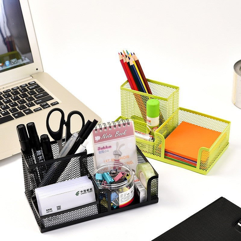 Metal desk pen holder, black