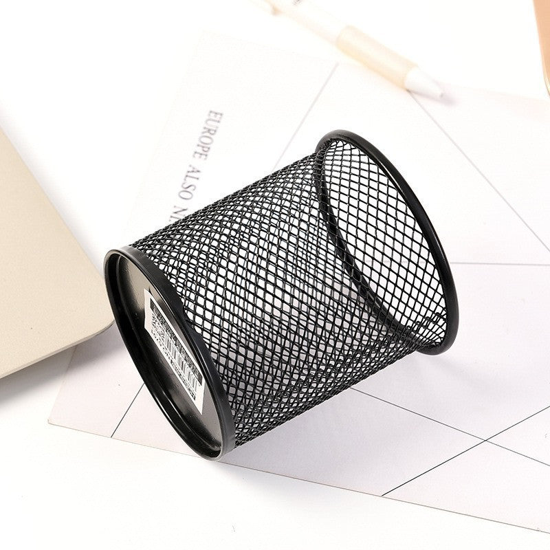 Metal desk pen holder, black