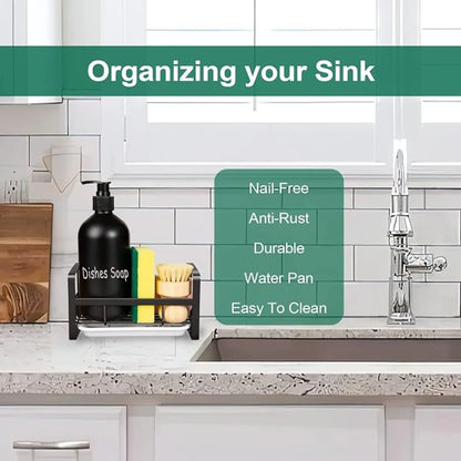 Stainless Steel Sink Caddy – Sponge Holder with Brush & Soap Storage