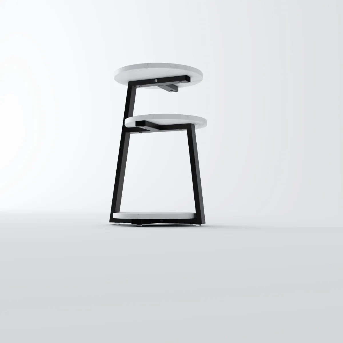 Round 3-Tier Storage Nightstand End Table – view 4