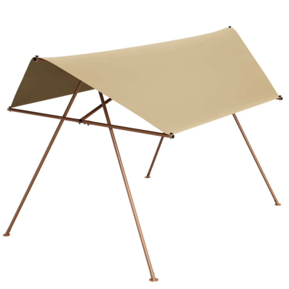 Hexagonal Sun Shade Sail Canopy with Rust-Resistant Poles, Light Khaki