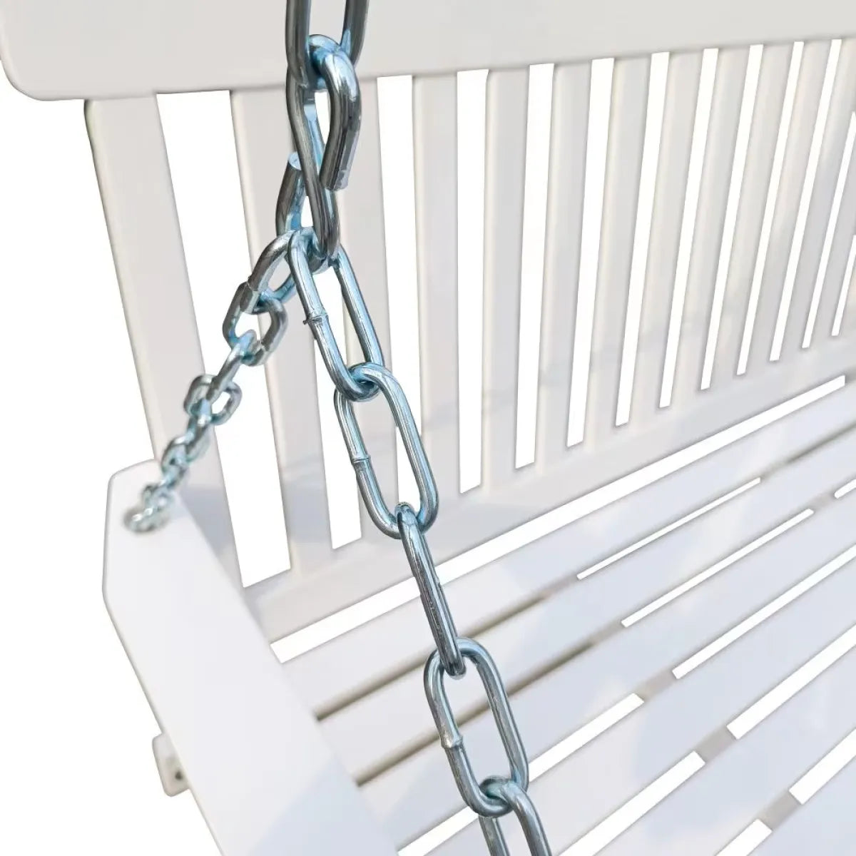 Wooden Hanging Bench Swing with Chain, White