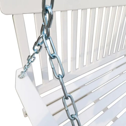 Wooden Hanging Bench Swing with Chain, White