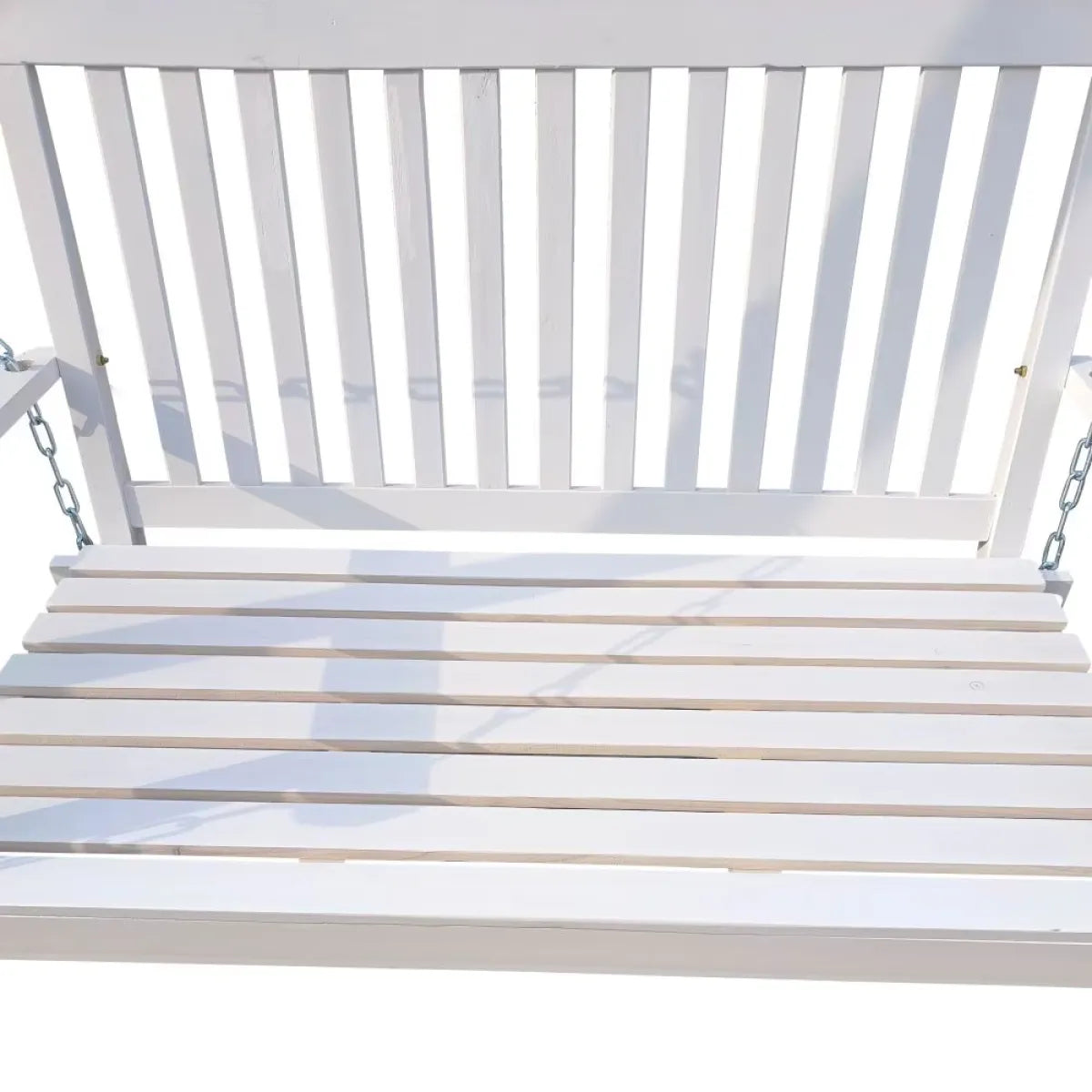 Wooden Hanging Bench Swing with Chain, White