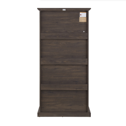 4-Tier Glass Display Cabinet – MDF & Tempered Glass, Brown Living Room Curio Storage – view 2
