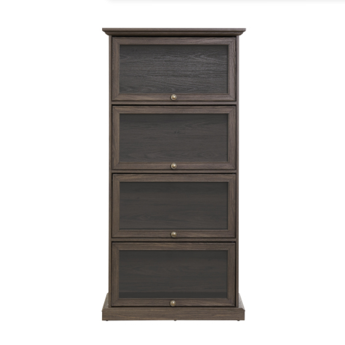 4-Tier Glass Display Cabinet – MDF & Tempered Glass, Brown Living Room Curio Storage – view 3