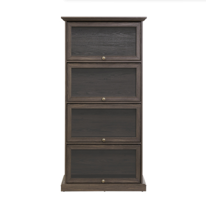 4-Tier Glass Display Cabinet – MDF & Tempered Glass, Brown Living Room Curio Storage – view 3