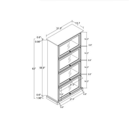 4-Tier Glass Display Cabinet – MDF & Tempered Glass, Brown Living Room Curio Storage – view 6