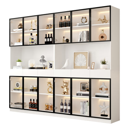 Extra-wide 200cm glass display cabinet with LED