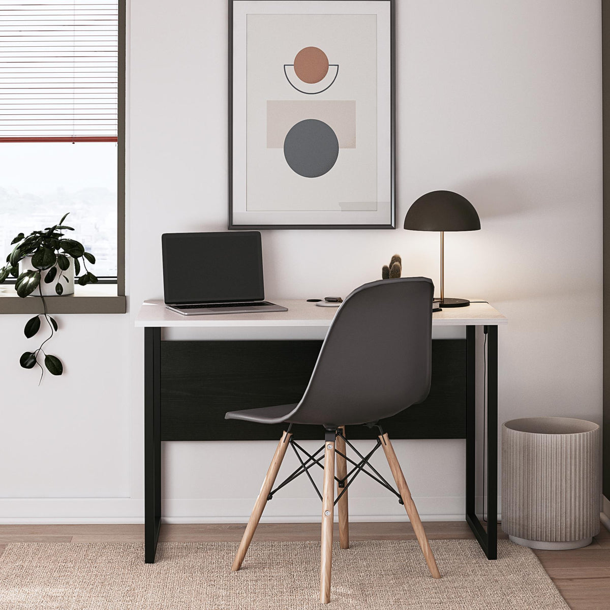 Sorina writing desk, white and light oak