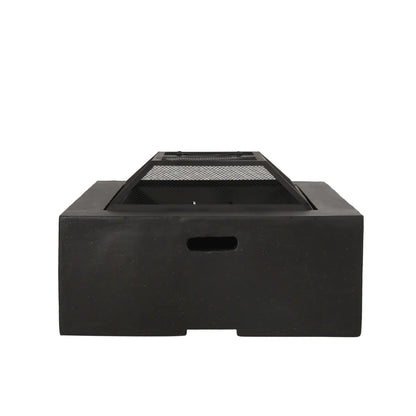 29in Square Wood-Burning Fire Pit, Dark Gray