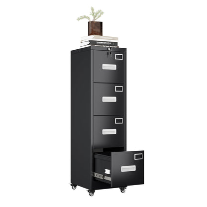 Lockable 4-drawer file cabinet on wheels