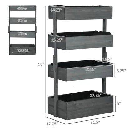 4-Tier Vertical Garden Planter, Gray