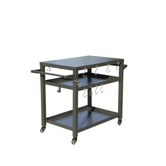3-Shelf Outdoor Grill Prep Cart with Wheels and Propane Tank Hook