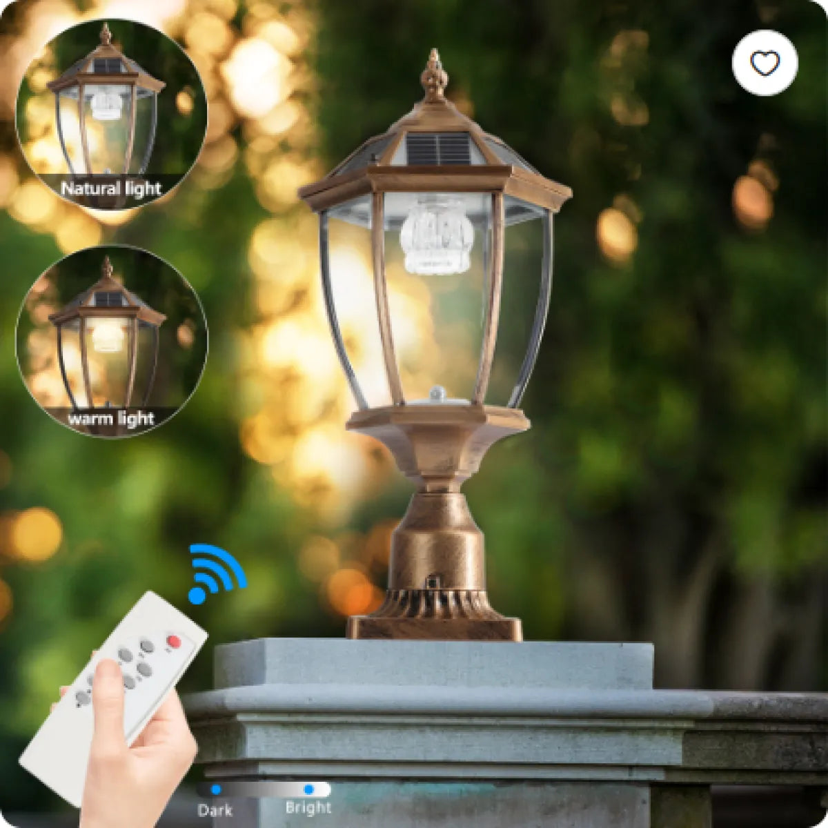 Solar Powered LED Outdoor Lantern – Vintage Glass Garden Pathway Light
