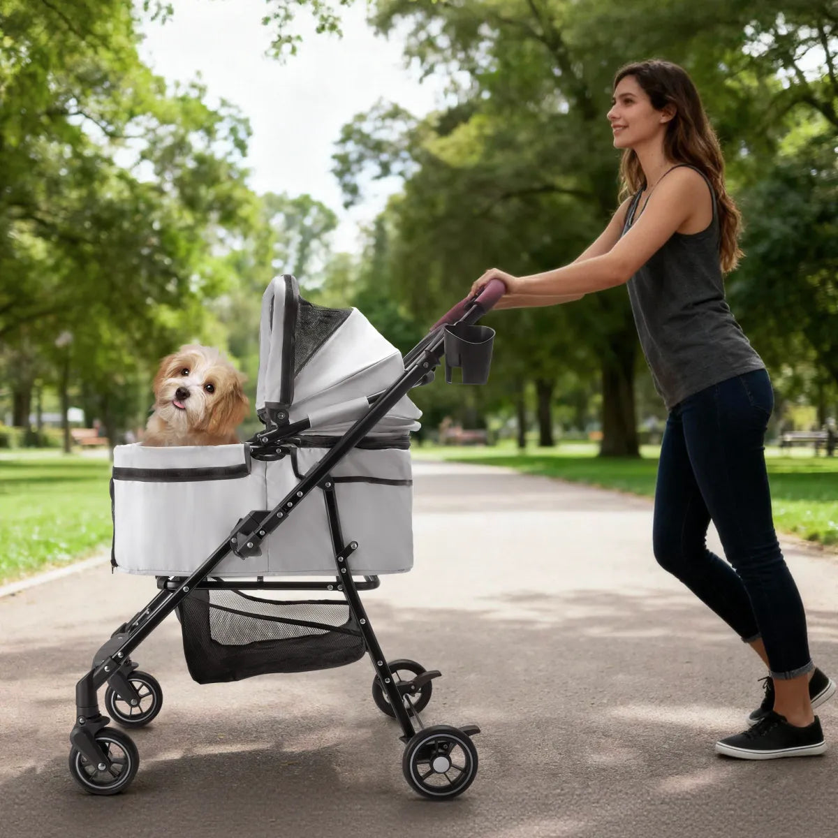 Foldable Pet Stroller for Small Dogs and Cats