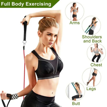 11-Piece Resistance Tube Bands Set – Home Gym Workout Kit