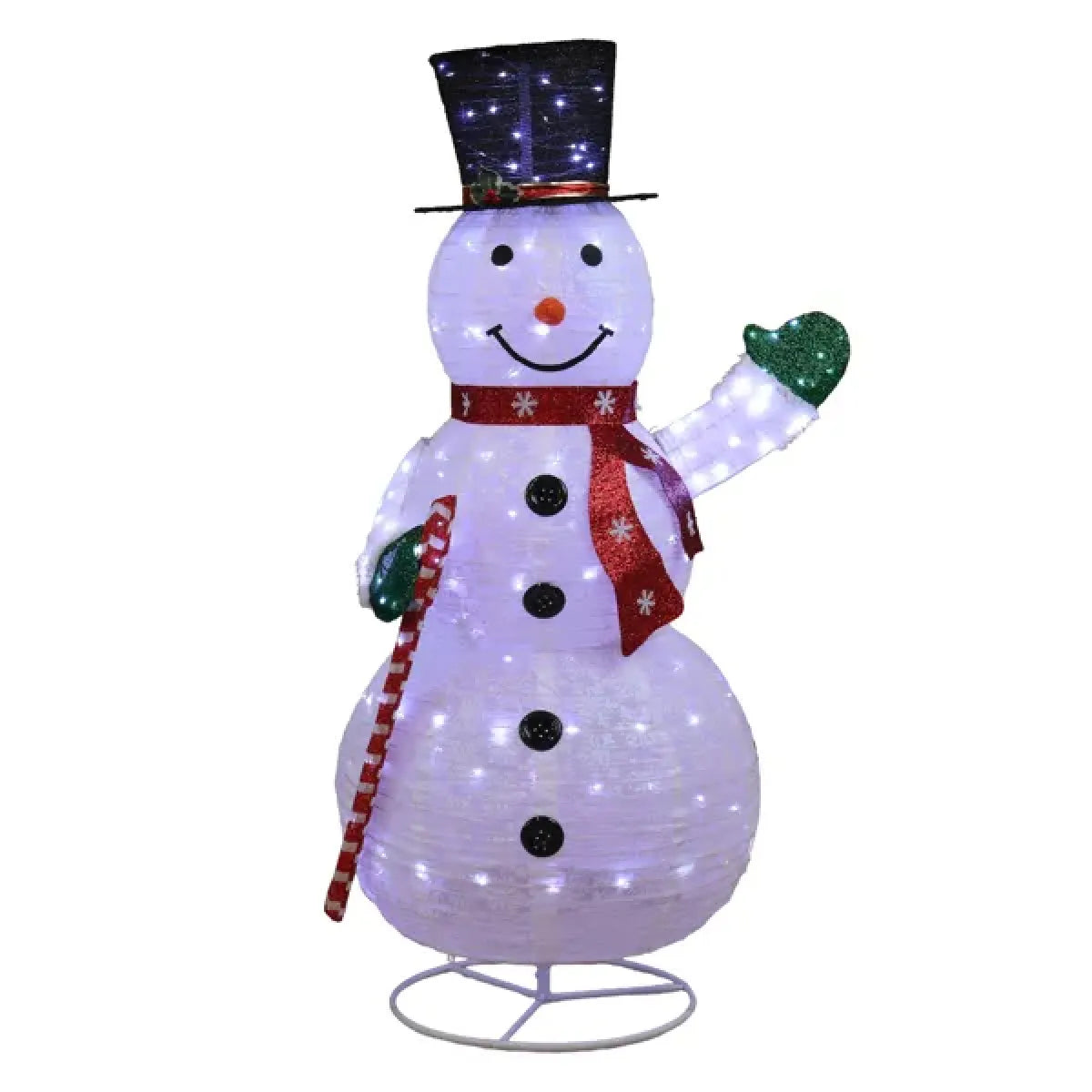 5.7 Ft Pre-Lit Snowman Holding Candy Cane Christmas Yard Decoration