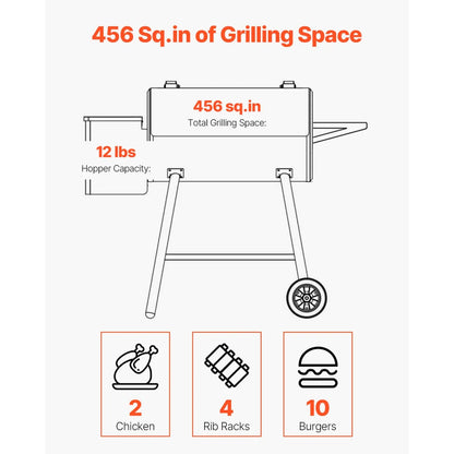 456 Sq.In. Wood Pellet Grill & Smoker – Electric Outdoor BBQ
