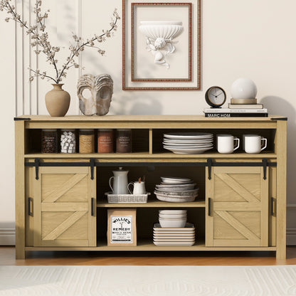 Farmhouse sideboard with barn door, natural