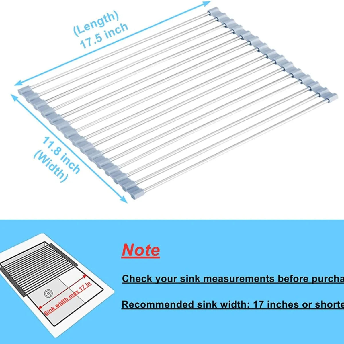 Roll-Up Dish Drying Rack – Over-the-Sink Foldable Stainless Steel Drainer