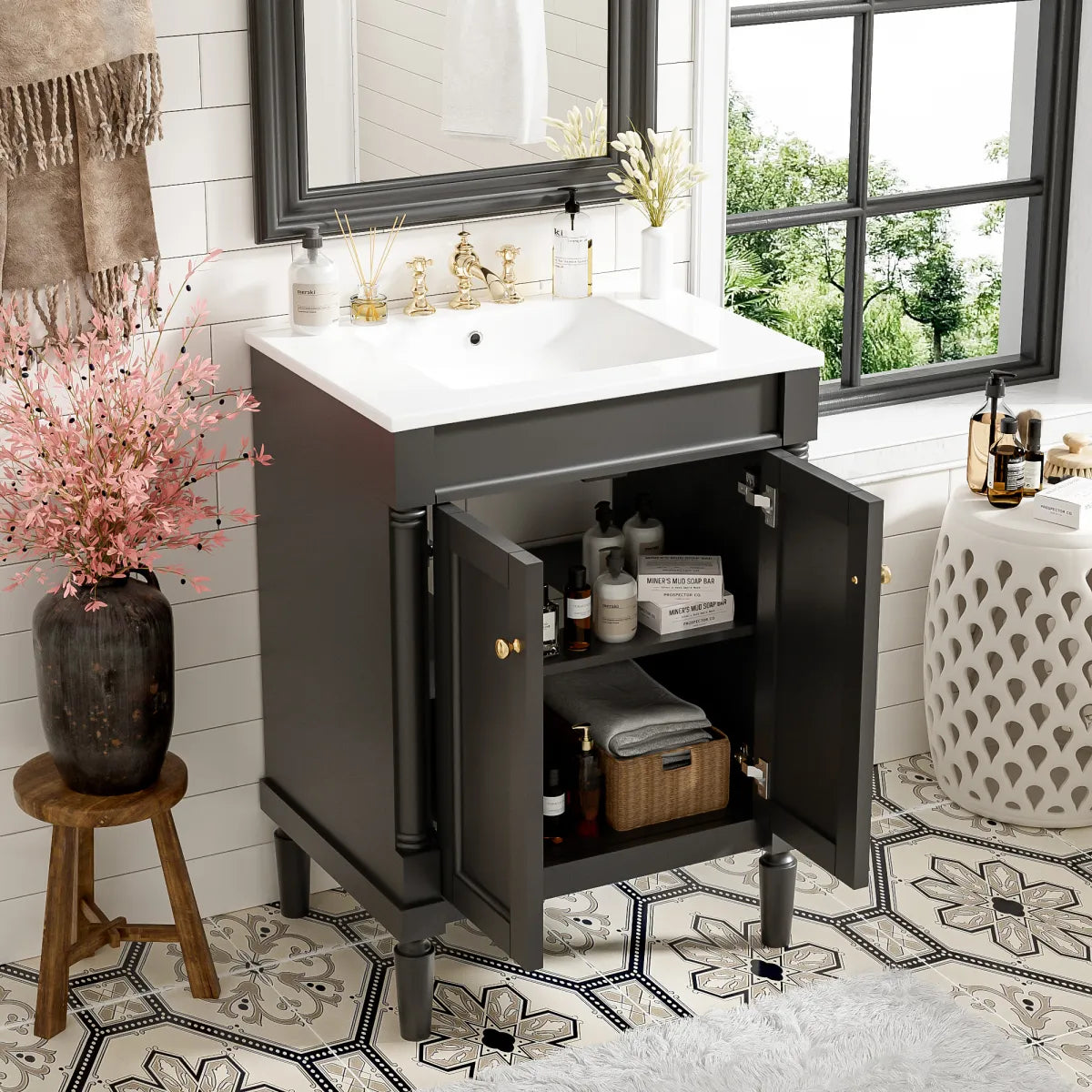 24" Bathroom Vanity with Sink, Modern Storage Cabinet – view 3