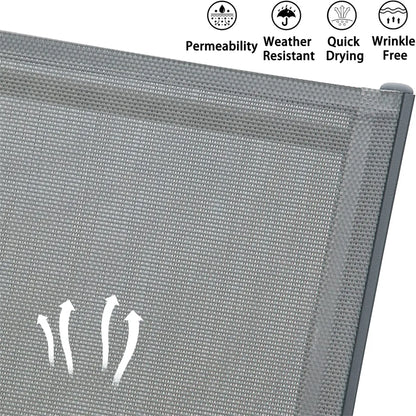 Set of 3 Aluminum Patio Chaise Lounge Chairs with Side Table, 5-Position Adjustable, Gray