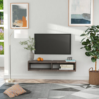 Wall-mounted floating TV stand, dark grey