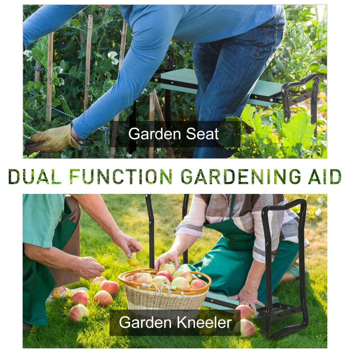 Padded Garden Kneeler and Seat Bench, Green