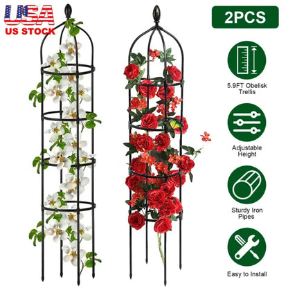 2-Pack Garden Obelisk Trellis for Climbing Plants, Black