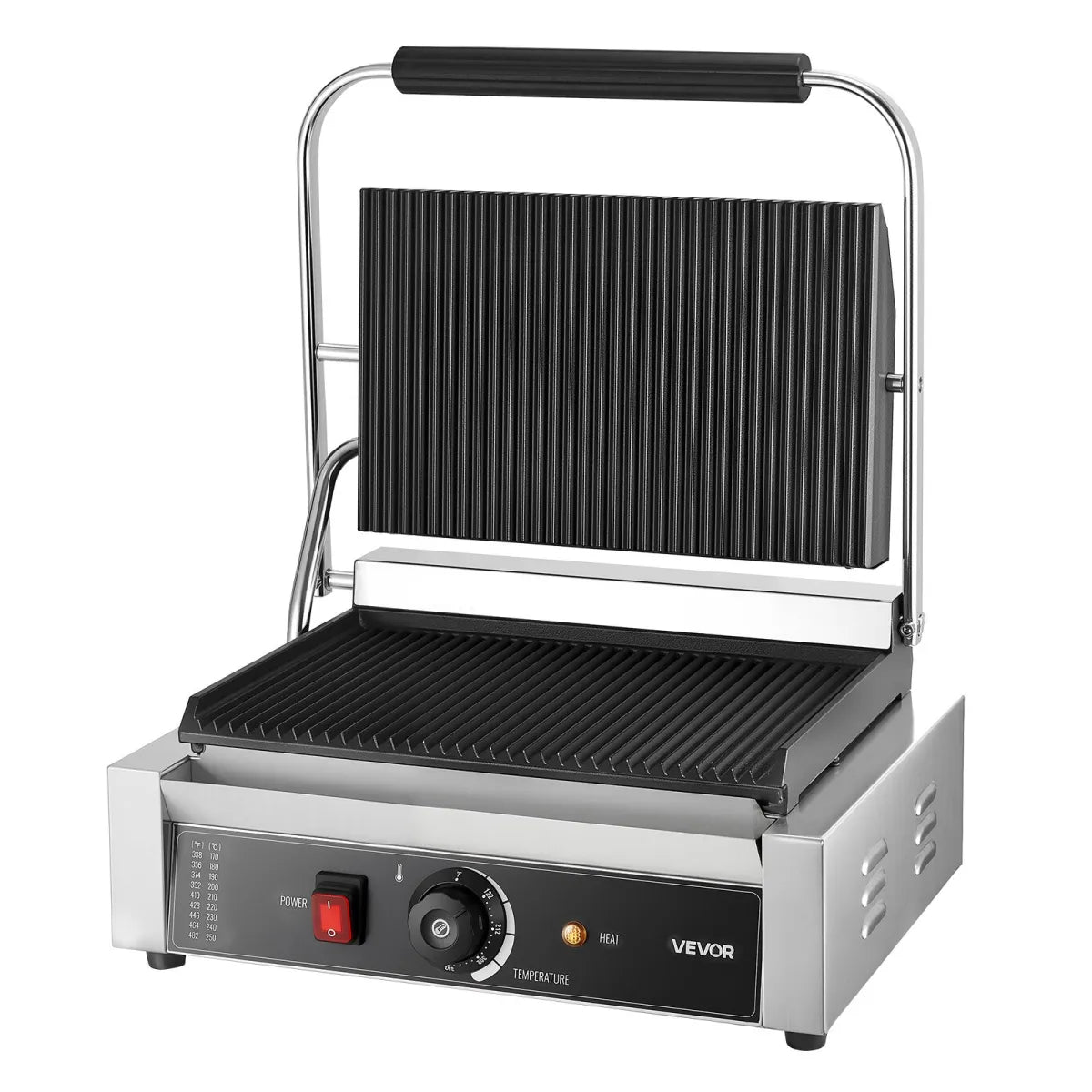 Compact Panini Press – Electric Sandwich Grill with Ribbed Plates
