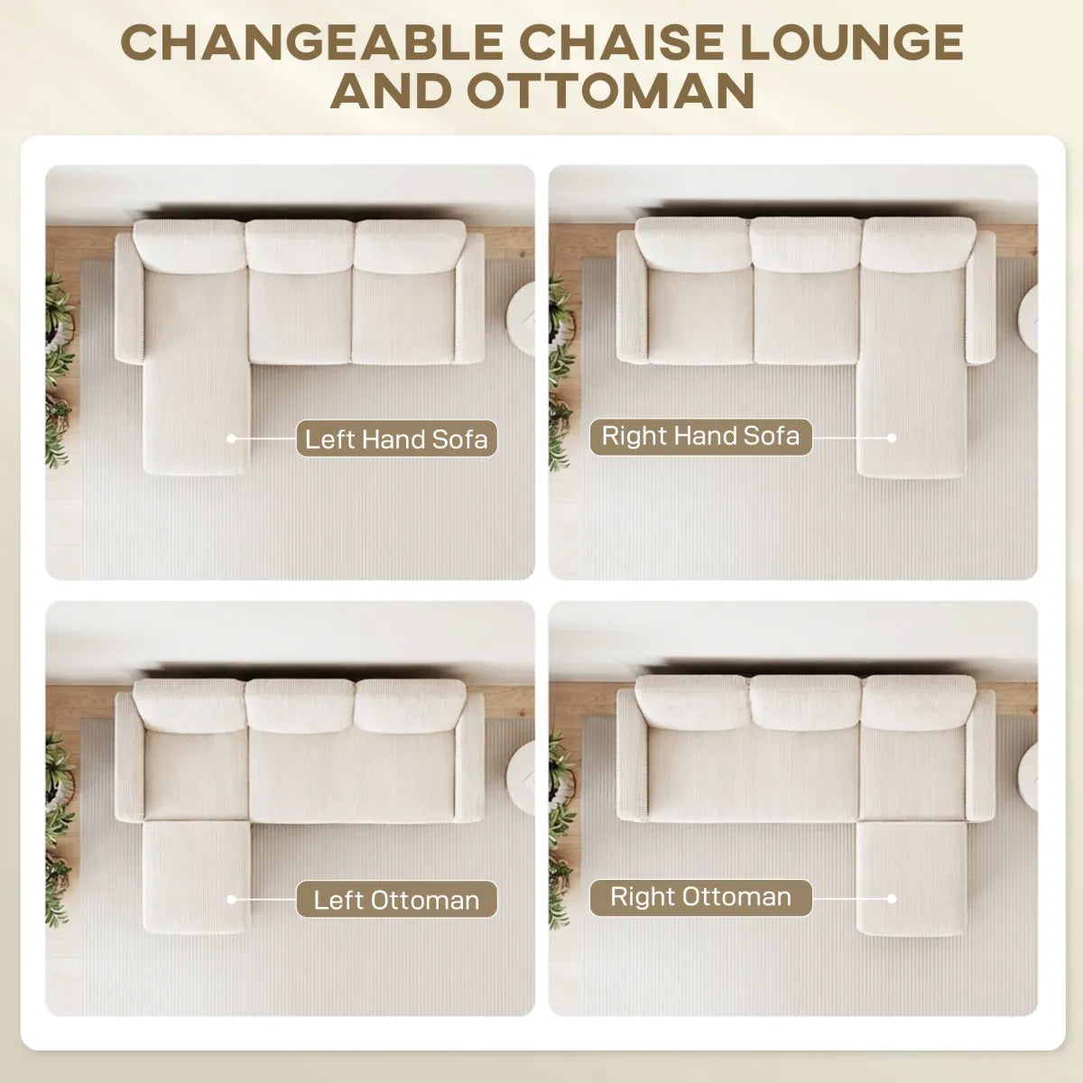 Reversible Chaise Sectional Sofa – view 4