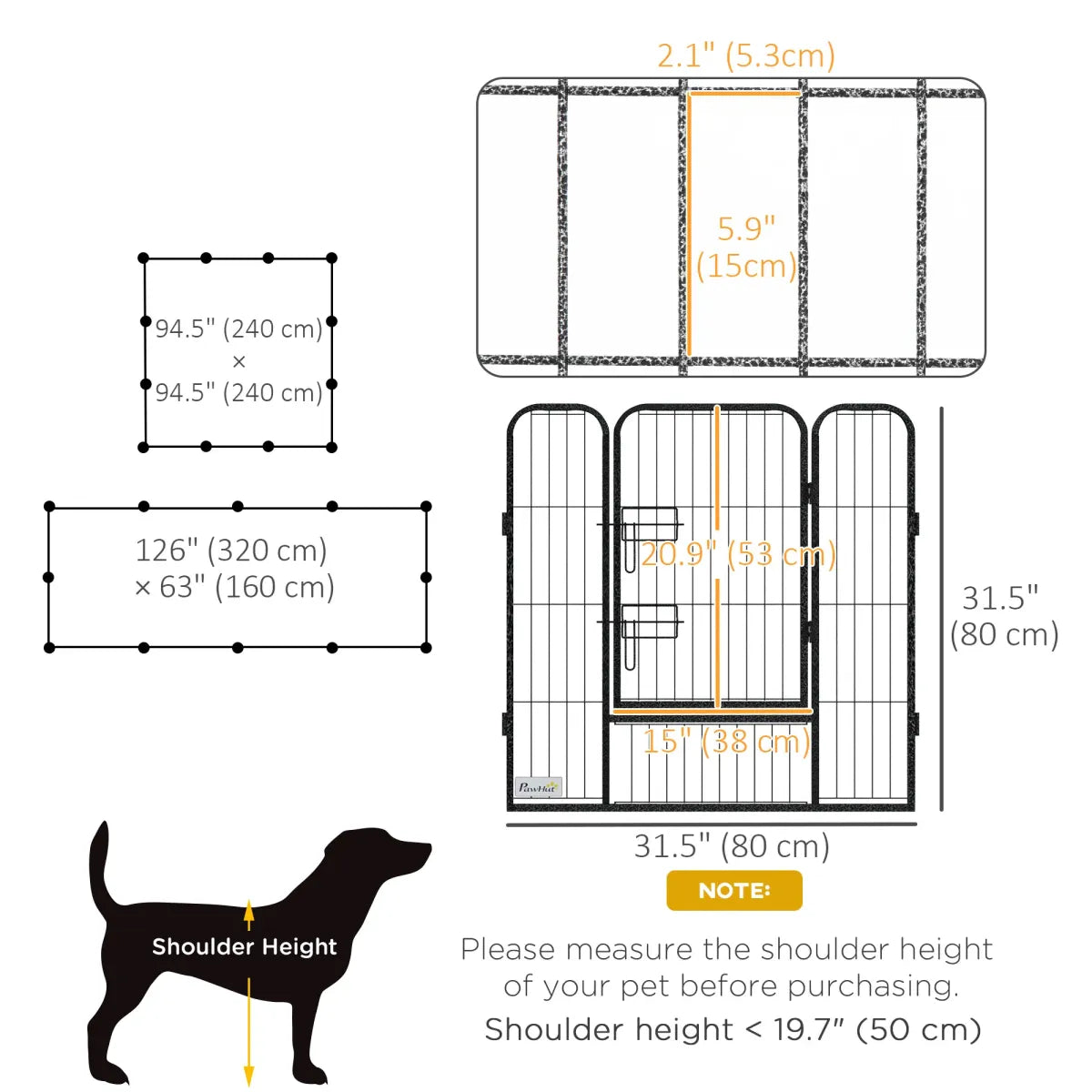 12-Panel Dog Pen with Gate – Heavy-Duty Puppy Playpen Fence