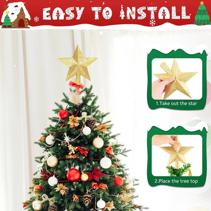 Gold Shatterproof Christmas Star Tree Topper