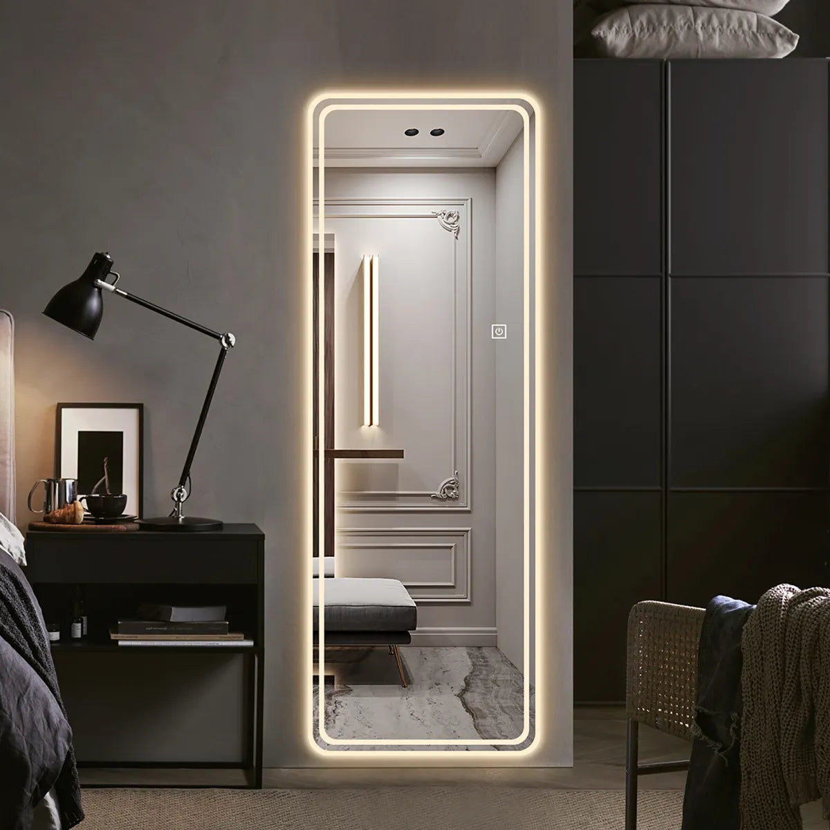 65" LED Full Length Floor Mirror, Wall-Mounted Lighted Mirror – view 3