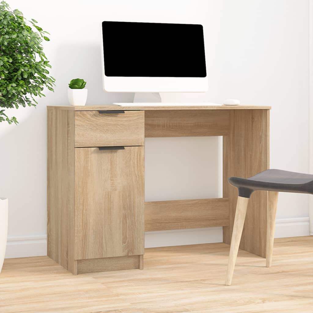 Textured engineered wood desk, 100cm