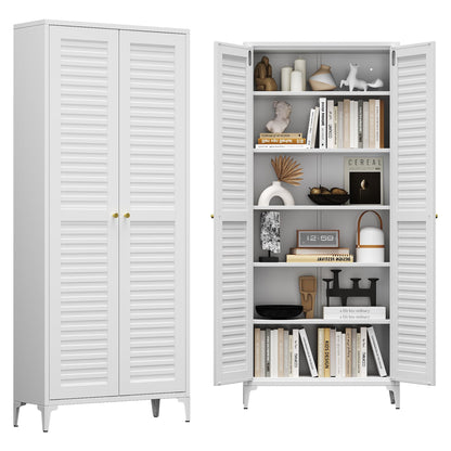 74 inch metal pantry storage cabinet, white