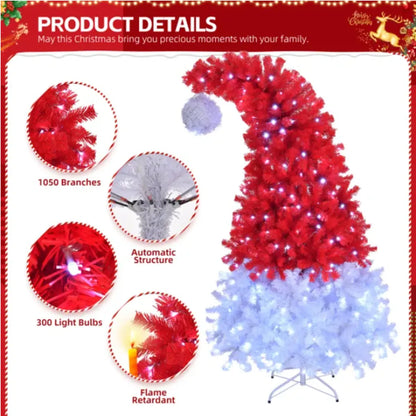 6 Ft Santa Hat Style Pre-Lit Artificial Christmas Tree