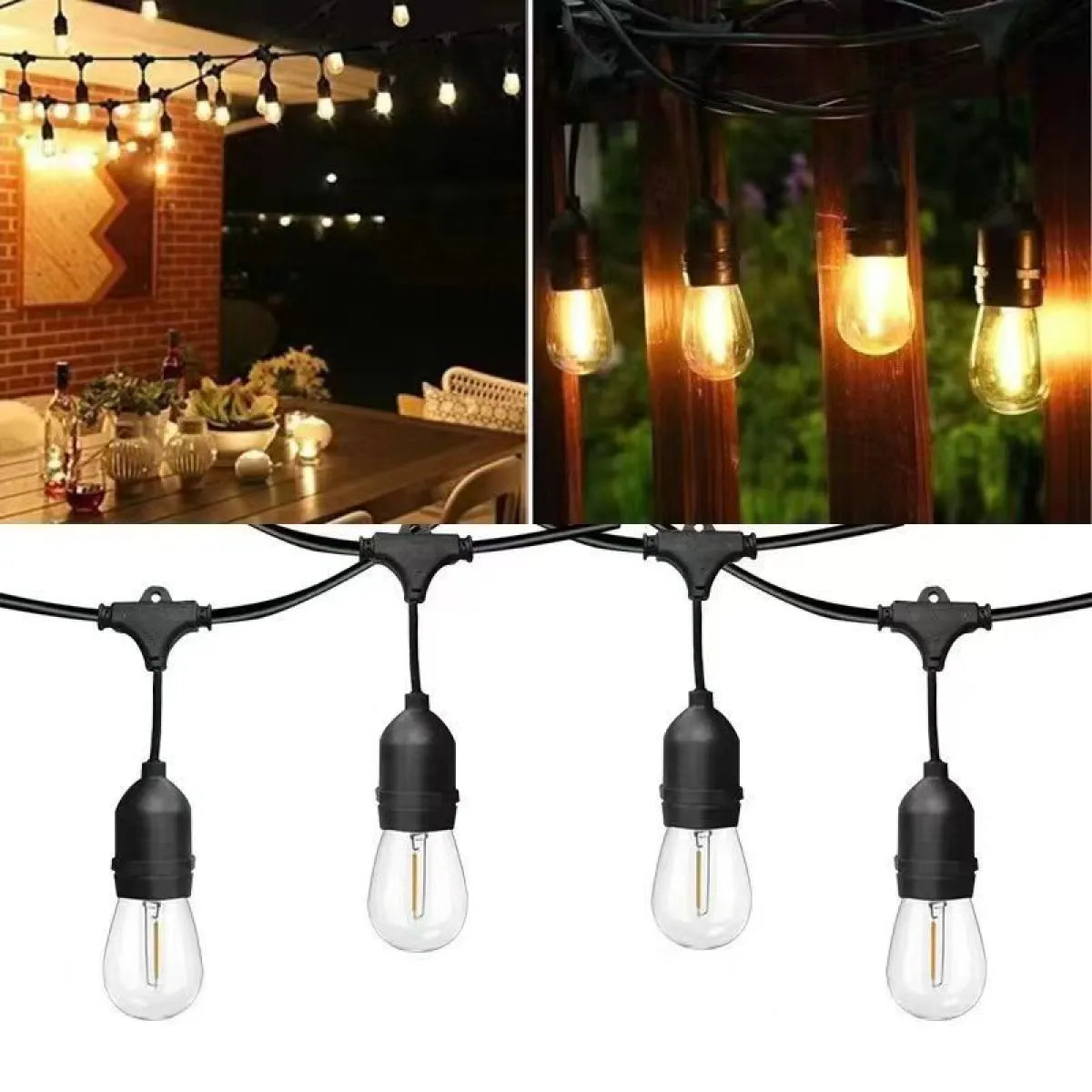 Outdoor Edison String Lights – 10-Socket Hanging Patio Lights