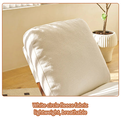 Comfortable Glider Rocking Chair – Corduroy Upholstery, Solid Wood Frame, White – view 7