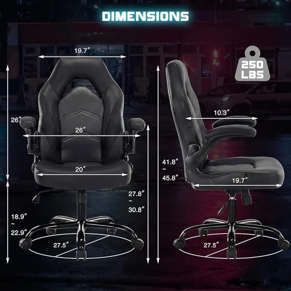 PU Leather Ergonomic Gaming & Office Chair with Lumbar Support – view 3