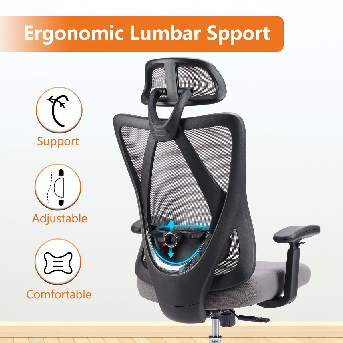 Ergonomic office chair with lumbar support